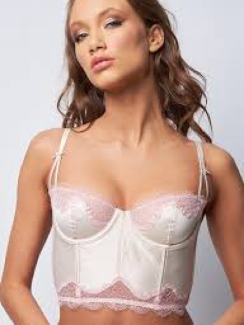 Rare Victoria’s Secret Dream Angels Longline Balconette Bra Satin Lace 32B